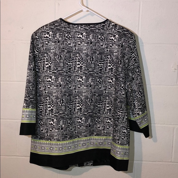 Alfred Dunner 16W Green Geometric Zip Front Jacket - Picture 4 of 6